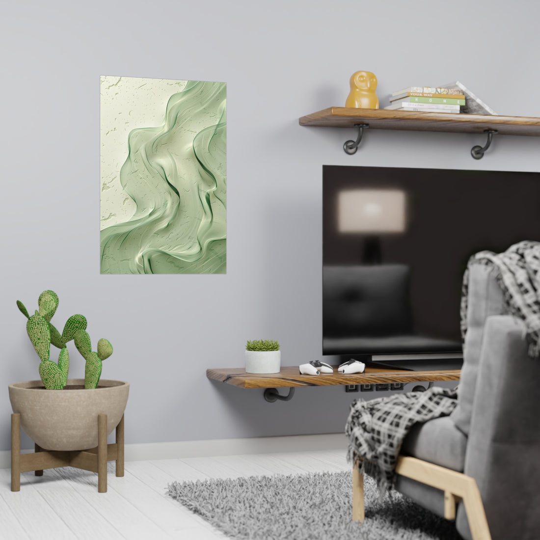 Pastel Mint Leaf Poster